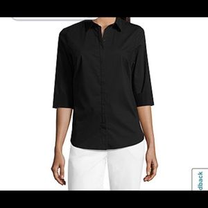 2x Liz Claiborne 3/4 sleeve black button up